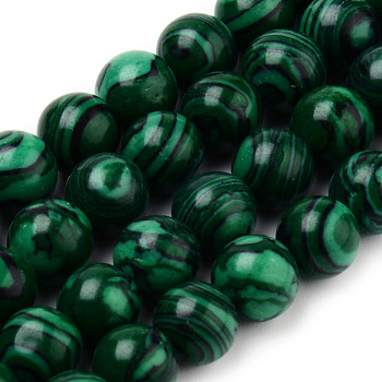 Synthetic Malachite Bead Strands, Round, 4~4.5mm, Hole: 1mm, about 90~95pcs/strand, 15.5 inch