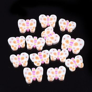 Handmade Polymer Clay Cabochons, Butterfly, Colorful, 7~10x11~12x1.5~3mm