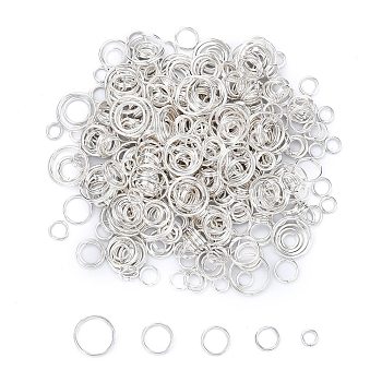 Iron Double Split Rings, Double Loops Jump Rings, Mixed Size, Silver Color Plated, about 4~10mm in diameter