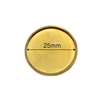 Brass Cabochon Settings, DIY Findings for Jewelry Making, Flat Round, Raw(Unplated), 26x2mm, Inner Diameter: 25mm