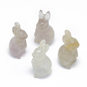 Natural Fluorite Sculpture Display Decorations, for Home Office Desk, Rabbit, 17~19x17~18.5x32~37mm