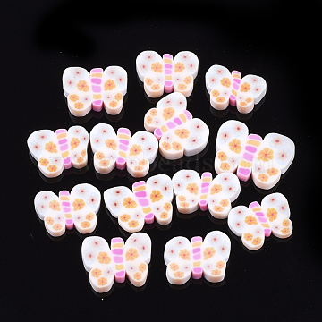 Handmade Polymer Clay Cabochons, Butterfly, Colorful, 7~10x11~12x1.5~3mm(X-CLAY-S092-48)