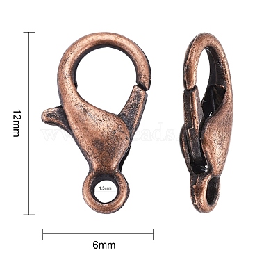 Red Copper Tone Zinc Alloy Lobster Claw Clasps(X-E102-NFR)-4