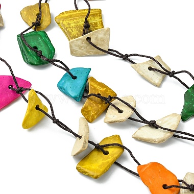 Mehrsträngige Halsketten aus gefärbten natürlichen Kokosnuggets mit Perlen(NJEW-B088-05)-3