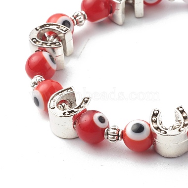 Handmade Evil Eye Lampwork Round Beads Stretch Bracelets(BJEW-JB06580)-6