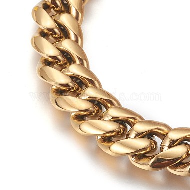 201 Stainless Steel Curb Chain Bracelets(BJEW-P244-01G)-3