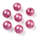 Painted Natural Wood Beads, Pearlized, No Hole/Undrilled, Round, Camellia, 15mm(WOOD-S057-071K)