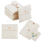 6Pcs Velvet Storage Bags, with 6Pcs Velvet Jewelry Display Cards, Old Lace, 7.3x7.7x0.6cm(ABAG-PH0001-53)