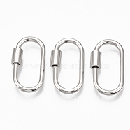 Brass Screw Carabiner Lock Charms, for Necklaces Making, Oval, Platinum, 25.5x14x2mm, Screw: 6.5x4.5mm(KK-T047-07P)