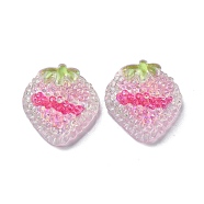 Fruit Transparent Epoxy Resin Decoden Cabochons, with Paillettes, Strawberry, 21x19.5x10mm(CRES-I030-24B)