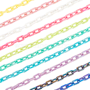 20 Strands 10 Colors Acrylic Opaque Cable Chains, AB Color, Oval, Mixed Color, 13x8x2mm, about 1.64 Feet(0.5m)/color(PACR-FH0001-05)