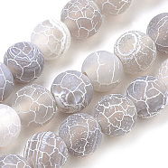 Natural Weathered Agate Beads Strands, Frosted, Dyed, Round, Thistle, 10mm, Hole: 1mm, about 38pcs/strand, 15.7 inch(X-G-S259-05E-10mm)