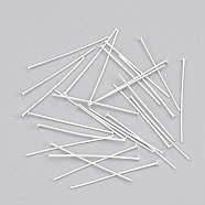 Brass Flat Head Pins, Cadmium Free & Lead Free, Silver Color Plated, 30x0.75~0.8mm, 20 Gauge, about 8000pcs/1000g, Head: 1.8mm(HP3.0cmCY-S)