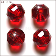 K9 Glass, Imitation Austrian Crystal Beads, Grade AAA, Faceted, Round, Dark Red, 8mm, Hole: 0.9~1mm(SWAR-F079-8mm-05)