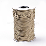 Braided Korean Waxed Polyester Cords, Tan, 1mm, about 174.97 yards(160m)/roll(YC-T002-1.0mm-111)