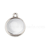 Pendant Making Sets, with Alloy Pendant Cabochon Settings(Double-sided Tray) and Glass Cabochons, Flat Round, Antique Silver, Tray: 12mm, 18x15x3mm, Hole: 1mm, 11.5~12x4mm(DIY-X02888-15AS)