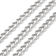 304 Stainless Steel Faceted Curb Chains, Unwelded, with Spool, Stainless Steel Color, 7x5x1mm, about 5m/Roll(CHS-G027-02P)