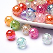 Transparent Crackle Acrylic Beads, AB Color, Round, Mixed Color, 8mm, Hole: 0.25mm(X-CACR-R011-8mm-M)