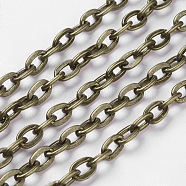 Iron Cable Chains, Unwelded, with Spool, Flat Oval, Cadmium Free & Nickel Free & Lead Free, Antique Bronze, 7x4x1mm, about 164.04 Feet(50m)/roll(CH-1.2PYSZ-AB)