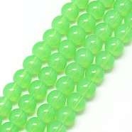 Baking Painted Glass Beads Strands, Imitation Opalite, Round, Lime, 6mm, Hole: 1.3~1.6mm, about 133pcs/strand, 31.4 inch(X-DGLA-Q023-6mm-DB23)