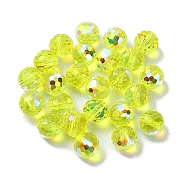 AB Color Plated Glass Beads, Faceted Round, Green Yellow, 8x7mm, Hole: 1.5mm(EGLA-P059-02A-AB05)