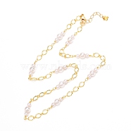 Handmade CCB Plastic Imitation Pearl Beaded Necklace for Girl Women, with Brass Chain, Golden, 17.32 inch(44cm)(NJEW-JN03656)