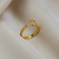 304 Stainless Steel Cuff Open Rings, Oval, Golden, 17mm(RJEW-Z140-02G)