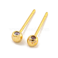 Brass Stud Earring Findings, Real 18K Gold Plated, 3mm, Hole: 0.7mm, pin: 11.5x0.7(KK-U006-01G-01)