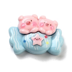 Pig Theme Opaque Resin Cabochons, Candy, 19.5x27.5x10mm(CRES-U002-02G)