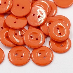 Acrylic Sewing Buttons for Costume Design, Plastic Shirt Buttons, 2-Hole, Dyed, Flat Round, Dark Orange, 21x2.5mm, Hole: 1mm(BUTT-E087-A-04)