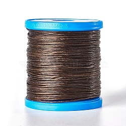 Round Waxed Cords, Micro Macrame Cord, Polyester Leather Sewing Thread, for Bracelets Making, Beading, Crafting, Bookbinding , Coconut Brown, 1mm, about 87.48 yards(80m)/roll(YC-E003-1mm-T123)