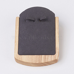 Wood Earring Displays, with Faux Suede, Gray, 8.8x3.7x12.8cm(EDIS-E024-04A)