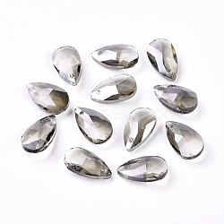 Faceted Glass Pendants, Teardrop, Dark Gray, 15x9.5x5.5mm, Hole: 1mm(GLAA-F069-S-A24)