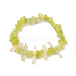 Natural Jade Chips Beaded Stretch Bracelets, Natural Dyed Quartz Crystal Pointed Stretch Bracelets for Women, Inner Diameter: 2 inch(5.1cm)(BJEW-TA00494-02)