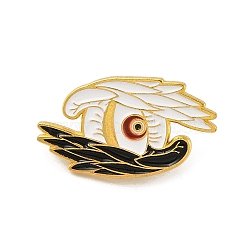 Eye Theme Enamel Pins, Alloy Brooches for Backpack Clothes, Feather, 17x29.5mm(JEWB-S037-01G-03)