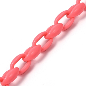 Handmade Acrylic Cable Chains, for Handbag Chain Making, Light Coral, 16x11x6.5mm, 39.37 inch(1m)/strand