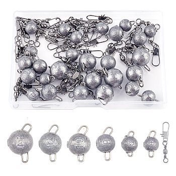 Round Shape Cannonball Fishing Weights Sinkers, Mixed Color, 4g/0.14oz, 16.8x9.5mm, Hole: 2~2.5x3~3.5mm, 64pcs/box