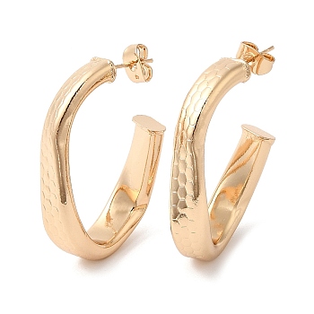 Brass Twist Oval Stud Earring Findings, Light Gold, 28x24x3.5mm, Pin: 0.6mm