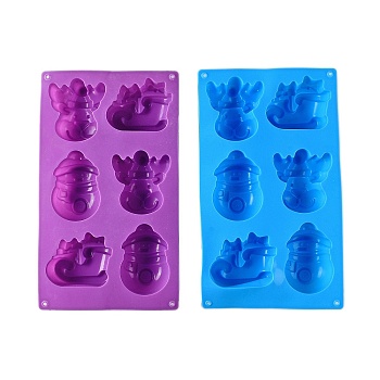 Christmas Theme DIY Food Grade Silicone Mold, Cake Molds (Random Color is not Necessarily The Color of the Picture), Random Color, 295x172x35mm, Inner Diameter: 66.5~79x60~78.5mm