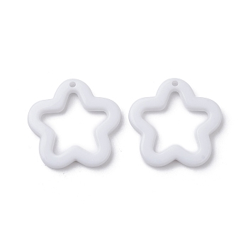 Opaque Acrylic Pendants, Star, White, 28.5x29.5x4mm, Hole: 1.8mm, about 349Pcs/500G
