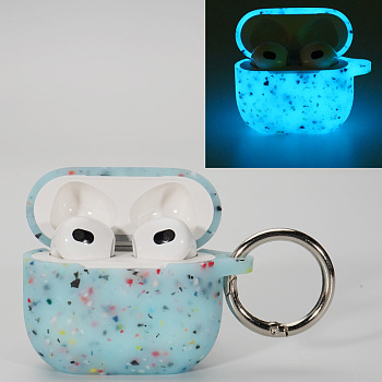 Luminous Silicone Wireless Earbud Carrying Case, Glow in the Dark Earphone Storage Pouch, Sky Blue, 50.5x67.6x29mm