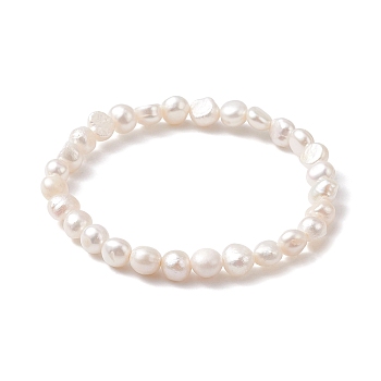 Natural Pearl Beaded Stretch Bracelets, Creamy White, Inner Diameter: 2-1/4 inch(5.8cm)