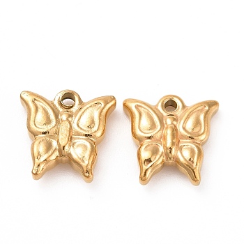 201 Stainless Steel Charms, Butterfly, Golden, 11x11x3.5mm, Hole: 1mm