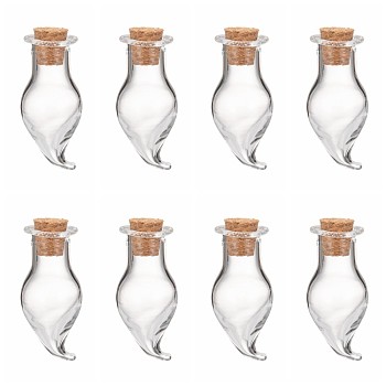 Glass Bottles, with Cork Stopper, Wishing Bottle, teardrop, Clear, 34x14.5mm, Bottleneck: 8mm in diameter, Capacity: 2ml