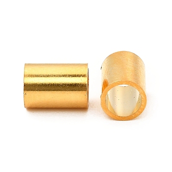 304 Stainless Steel Beads, Large Hole Beads, Column, Real 24K Gold Plated, 7x5mm, Hole: 4mm