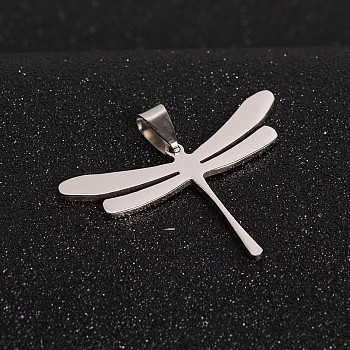 Boy Jewelry Original Color 201 Stainless Steel Dragonfly Pendants, Stainless Steel Color, 32x45x1.5mm, Hole: 4x9mm