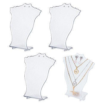 Plastic Necklace Pendant Display, Frosted, for Jewelry Display, Clear, 10x4.3x12cm