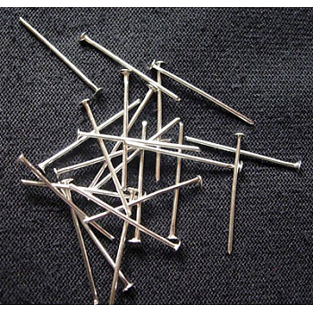 Iron Flat Head Pins, Cadmium Free & Lead Free, Platinum Color, Size: about 0.75~0.8mm thick(20 Gauge), 2.0cm long, Head: 2mm