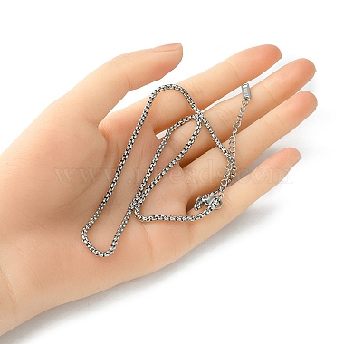 304 Stainless Steel Box Chain Necklace for Men Women(NJEW-YW0001-16)-4