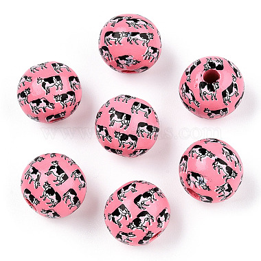 Hot Pink Cattle Wood Beads